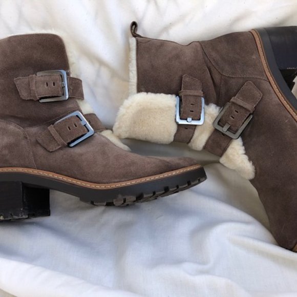 Naturalizer taupe suede and faux fur winter ankle boots - size 9 - Picture 5 of 9